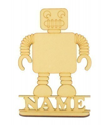 Laser Cut Personalised Robot Shape on a Stand